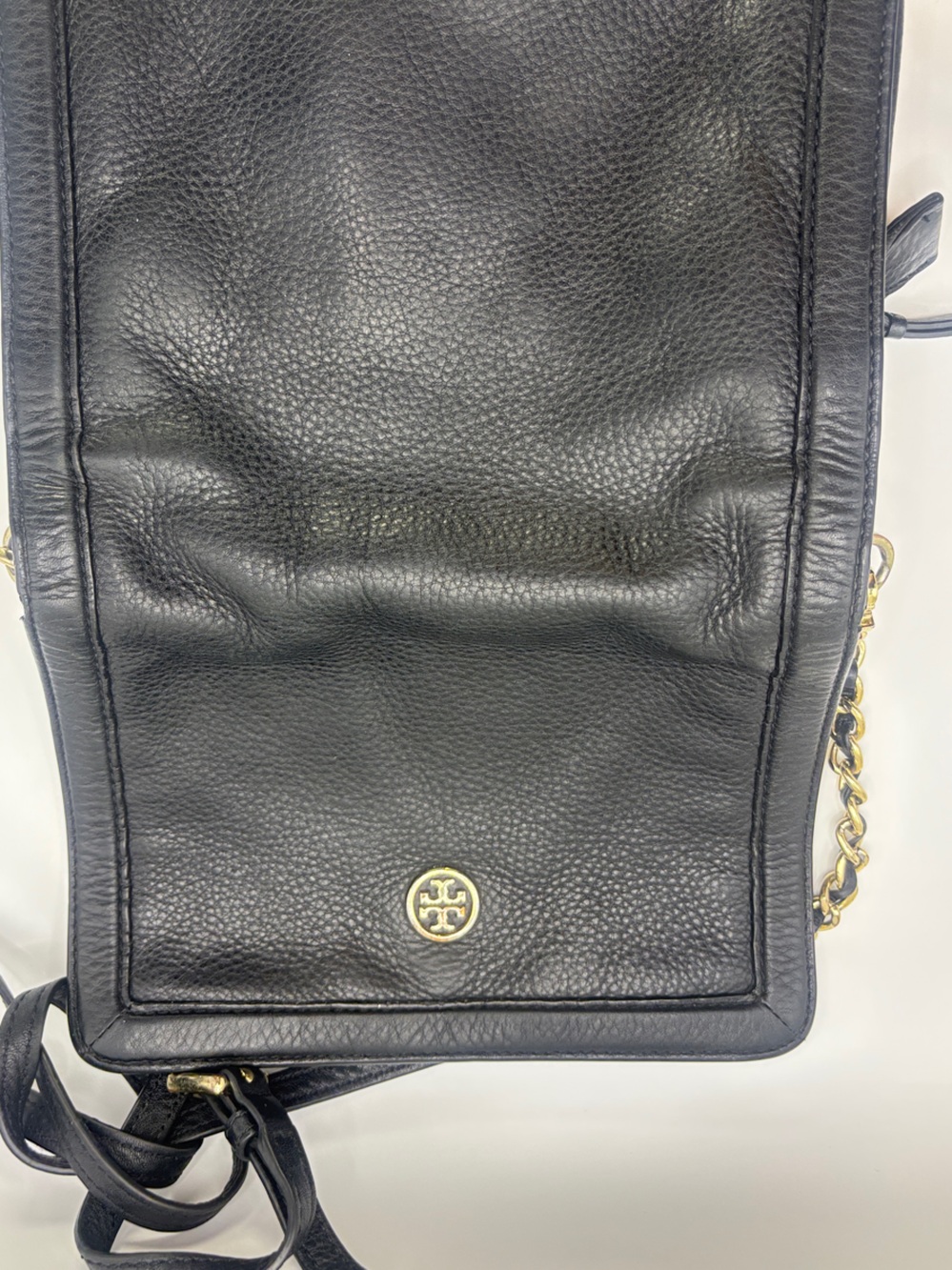 Tory Burch Black Pebbled Leather Flap Crossbody with Gold Hardware - Picture 3 of 9